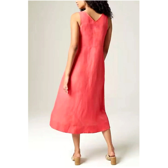 J. Jill Dress NWT Women XL Strawberry Red Pink Midi Tank Linen Shift Sleeveless - Picture 2 of 10